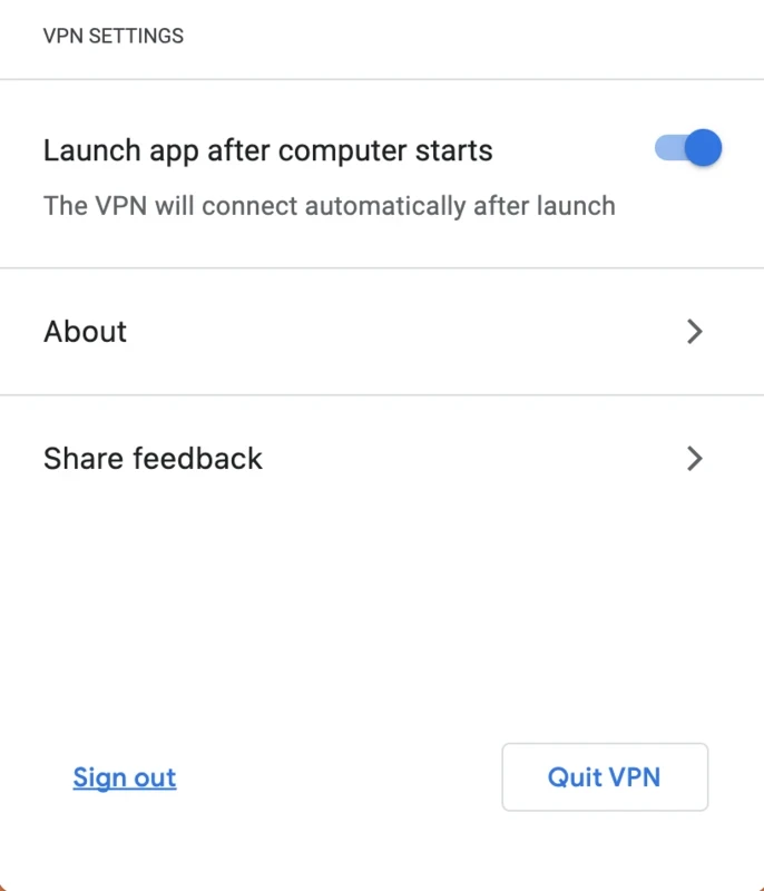 Google One VPN — Screenshot 2
